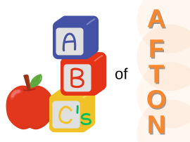  Alphabet blocks and an apple